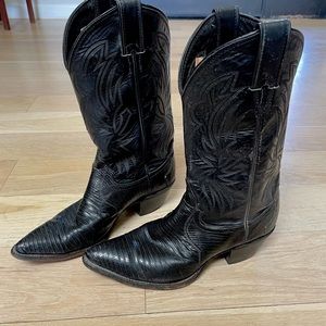 Justin black lizard cowboy boots